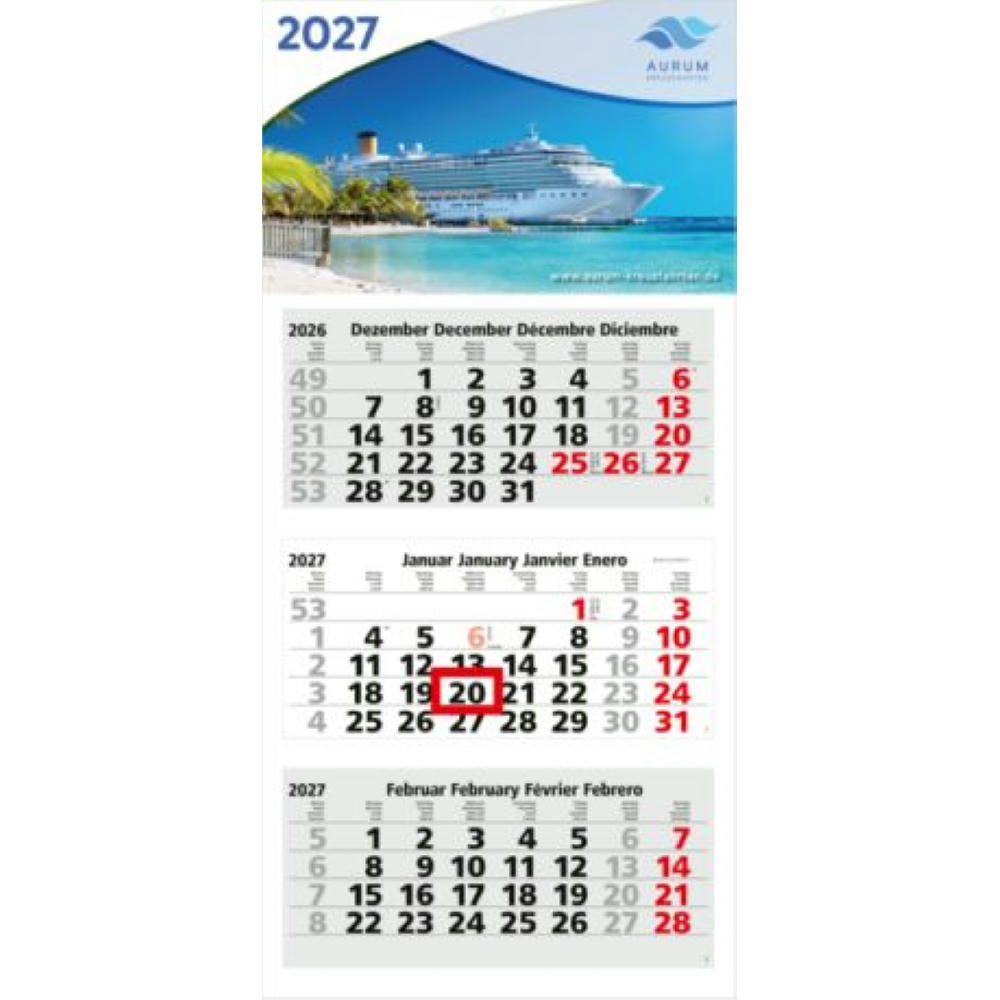 Product image 3-Monatskalender Medium Light 3 Bestseller (Mehrblock) Werbeartikel