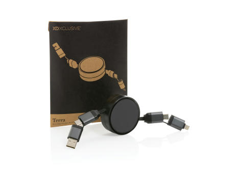 Terra aufrollbares 6-in-1 45W-Kabel aus RCS recyc. Aluminium Werbeartikel