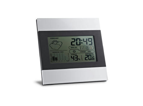 DENE. Tischwetterstation mit LCD-Bildschirm aus Aluminium und ABS Werbeartikel
