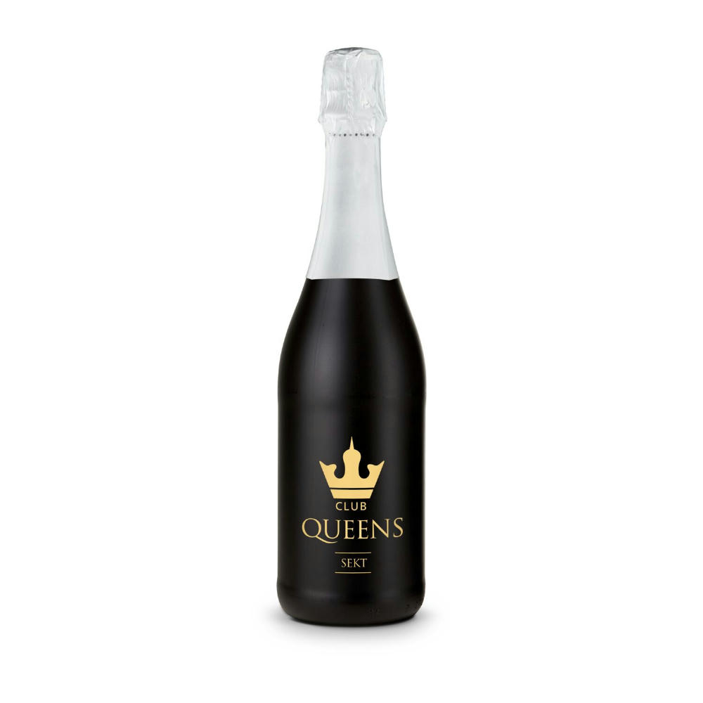 Sekt Cuvée - Flasche schwarz - Kapselfarbe Gold, 0,75 l Werbeartikel