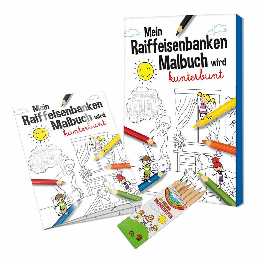 Malbuch / Mal-Set A6 - Raiffeisenbanken - Malset neutral Werbeartikel