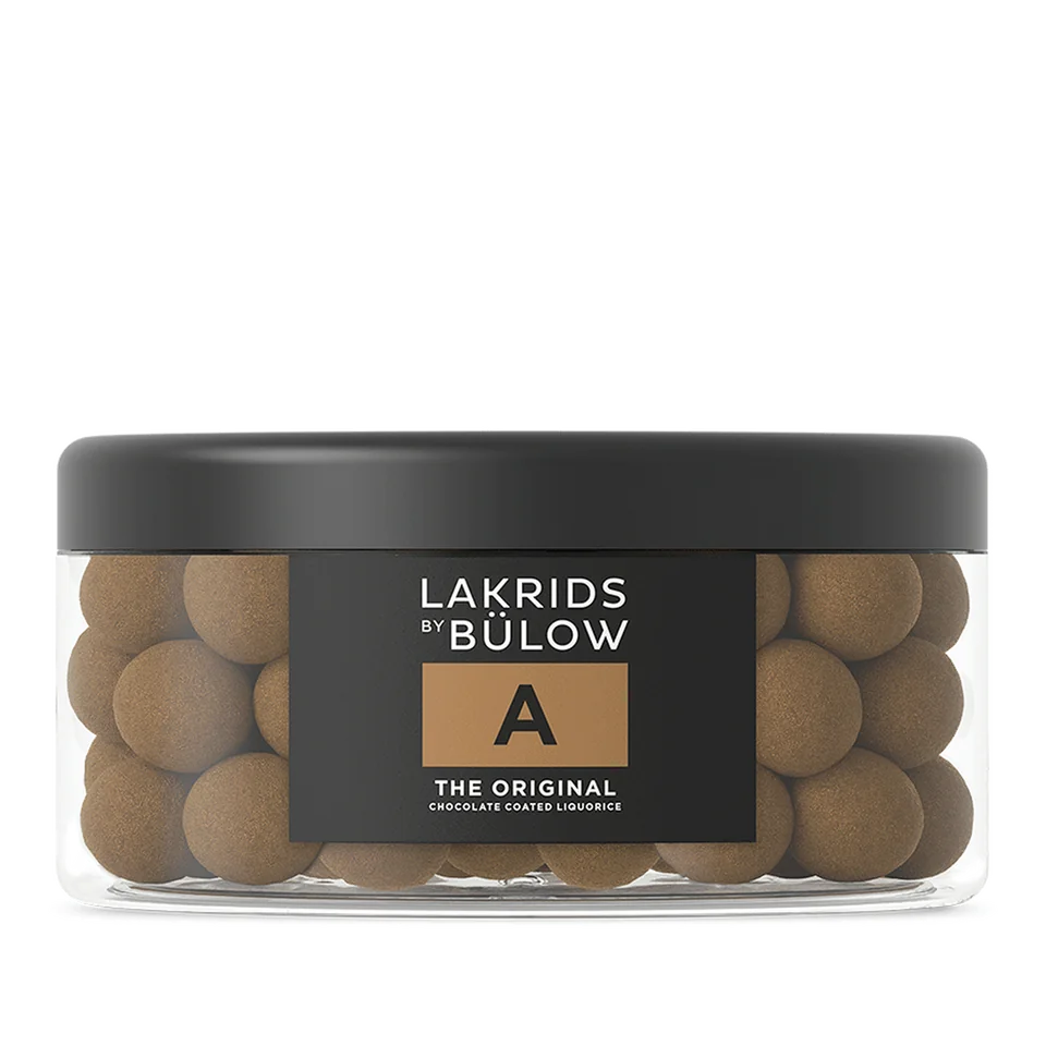 Schoko-Lakritz A The Original Large Lakrids by Bülow – Produktfoto der großen schwarzen Lakritzdose, freigestellt