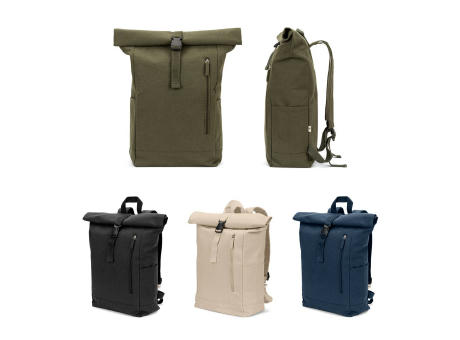 Product image SAINT. Roll-Top-Rucksack aus recyceltem Baumwolle und recyceltem Polyester (380 g/m²) Werbeartikel