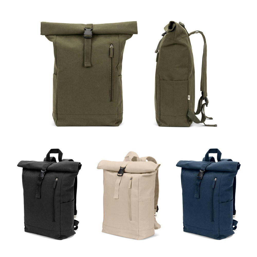 Product image SAINT. Roll-Top-Rucksack aus recyceltem Baumwolle und recyceltem Polyester (380 g/m²) Werbeartikel