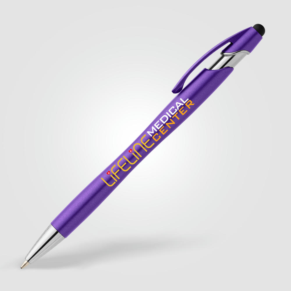 La Jolla Kugelschreiber Metallic mit Stylus aus recyceltem Kunststoff  Werbeartikel