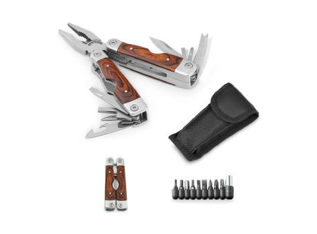 MAGNUM. Multifunktionswerkzeugset aus Edelstahl mit Holzdetails Werbeartikel