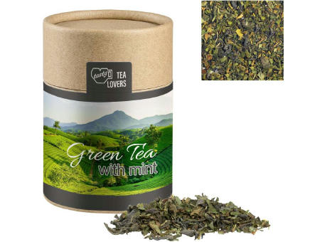 Product image Grüner Tee mit Minze, ca. 30g, Kraftpapierdose Midi Werbeartikel
