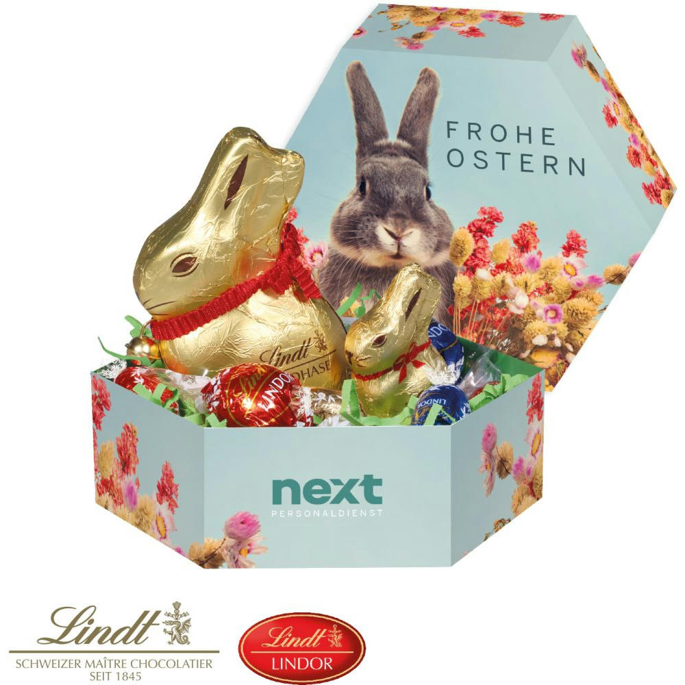 Product image GROßES PREMIUM-OSTERNEST MIT SCHOKOLADE VON LINDT Werbeartikel