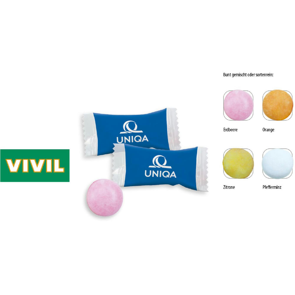 Product image VIVIL Kaudragee Flowpack, 1 Stück, Inhalt: VIVIL Kaudragee Orange Werbeartikel