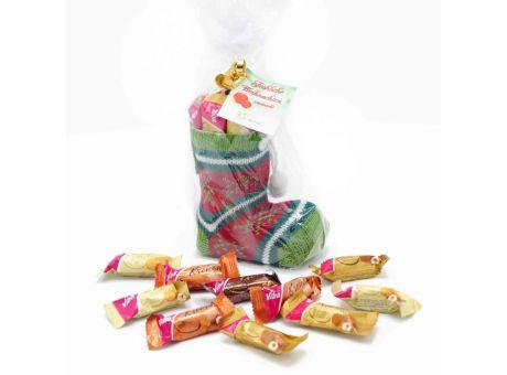 Nikolausstiefel Nougat, 100g, mit Grußkarte Werbeartikel