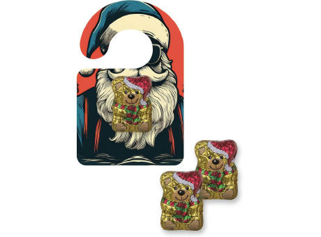 Schoko-Weihnachtsbärchen, ca. 7g, Flyer Mini Hänger bedrucken