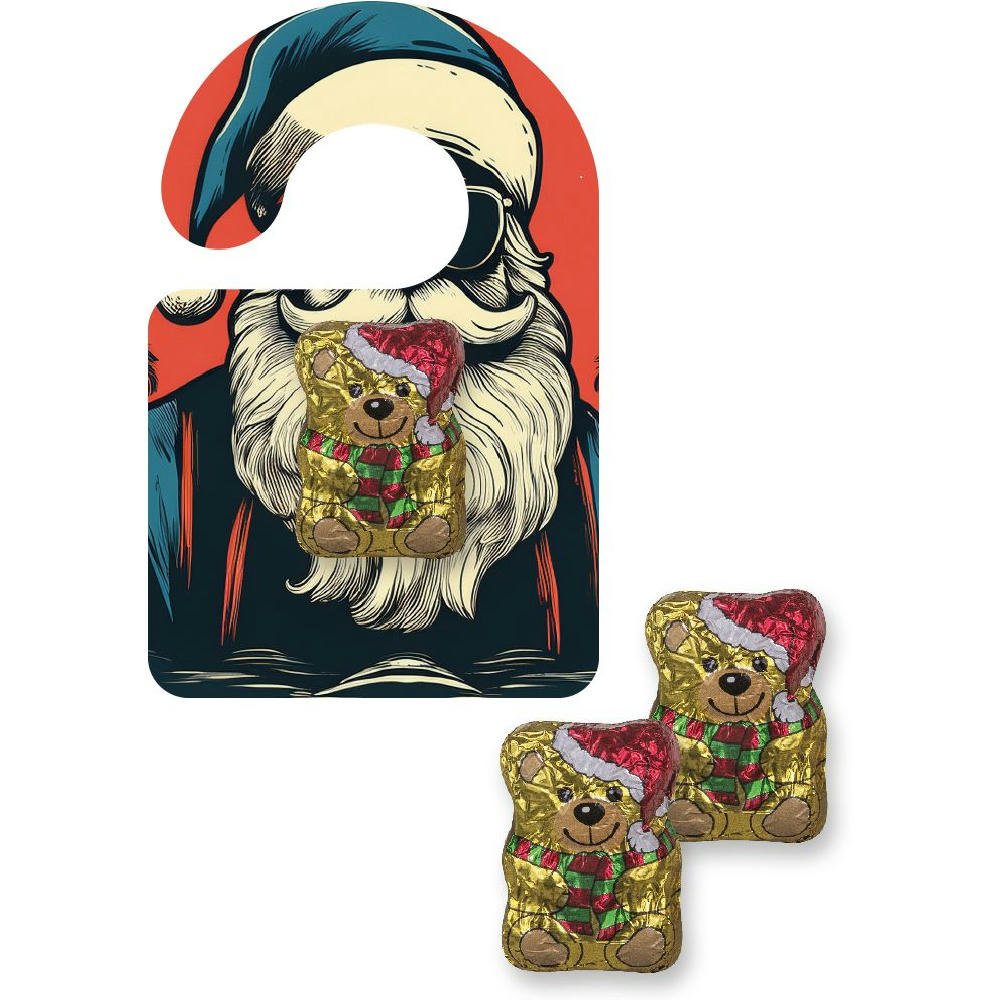 Product image Schoko-Weihnachtsbärchen, ca. 7g, Flyer Mini Hänger Werbeartikel