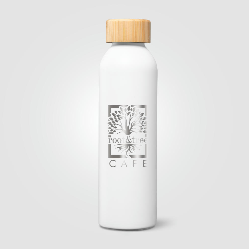 Eden Trinkflasche mit Bambusverschluss aus recyceltem Edelstahl - 590 ml Werbeartikel