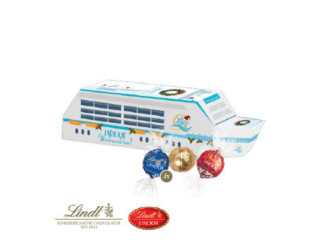 3D Präsent "Schiff" mit Lindor Pralinés Werbeartikel