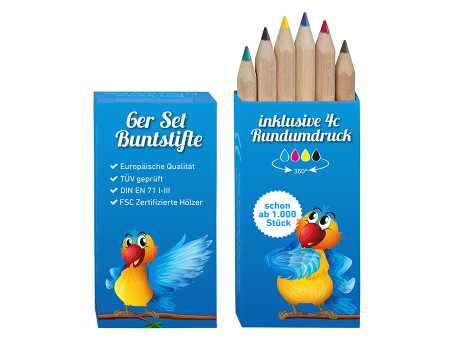 Product image Buntstifte, Buntstifte 6er Set, inkl. individueller Rundumdruck, Werbeartikel
