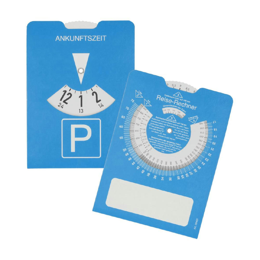 Product image Papp-Parkscheibe "Reise-Rechner" Werbeartikel