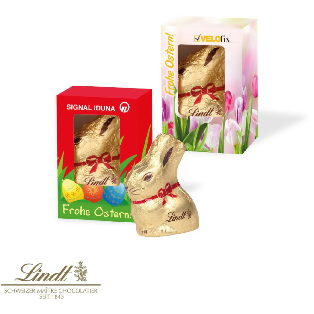 Product image WERBEKARTONAGE MIT GOLDHASE, 10 g Werbeartikel