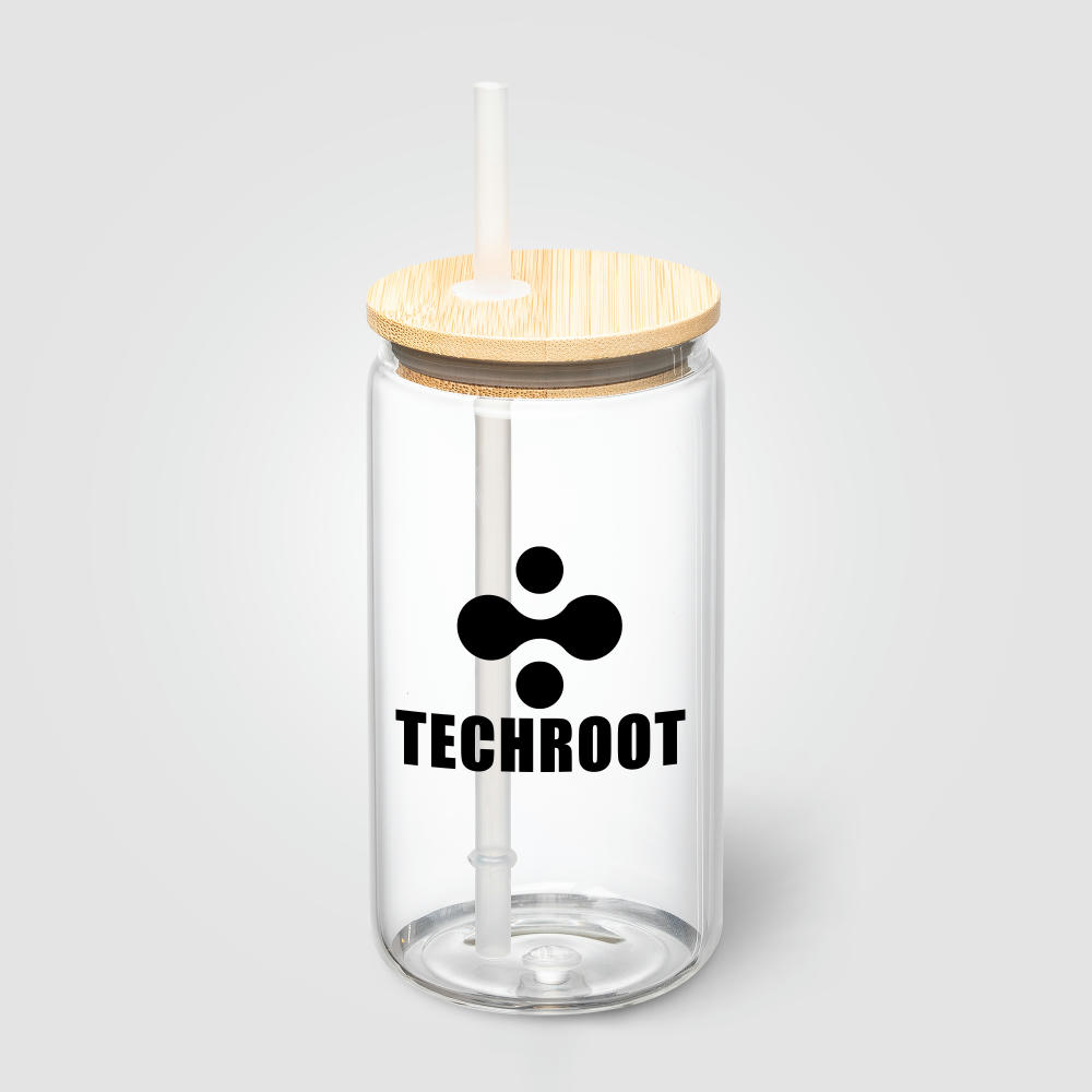 Cádiz Glasbecher mit Bambusdeckel - 500 ml Werbeartikel