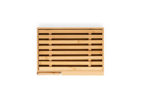 PASSARD. Brotbrett aus Bambus mit Messer aus Edelstahl Werbeartikel