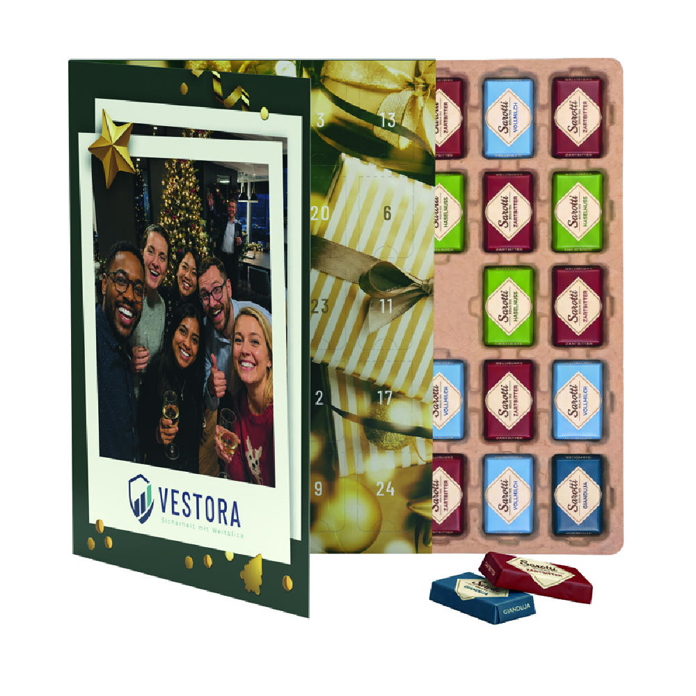 Premium Tisch Adventskalender Flip Cover Eco Hochformat Werbeartikel