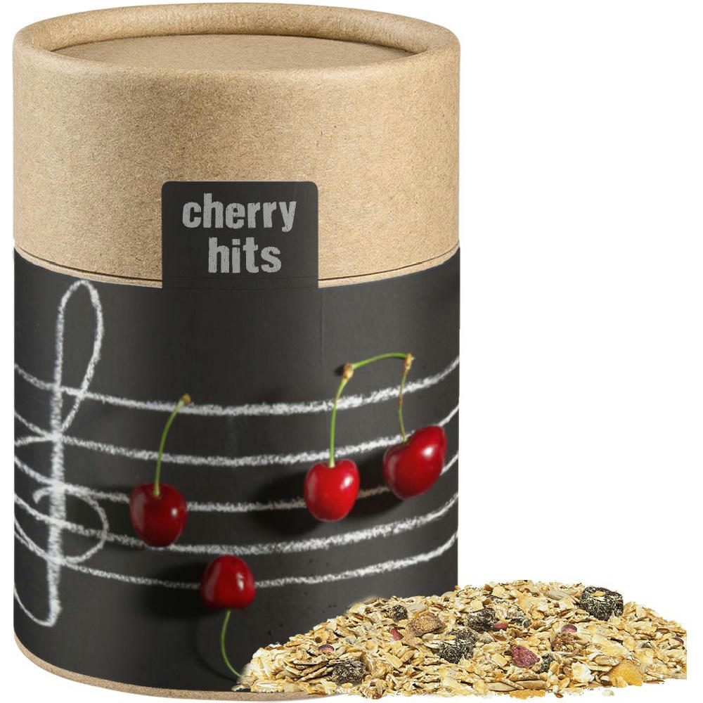 Product image Müsli Sauerkirsche, ca. 60g, Kraftpapierdose Midi Werbeartikel