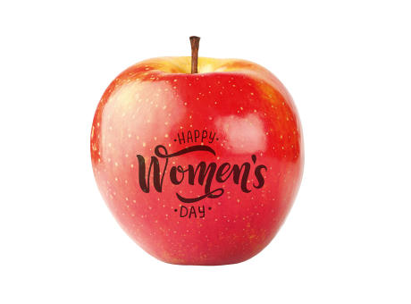 Apfel rot "Happy Women`s Day" Werbeartikel
