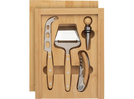 Käse- und Weinset aus Bambus Patrick Werbeartikel