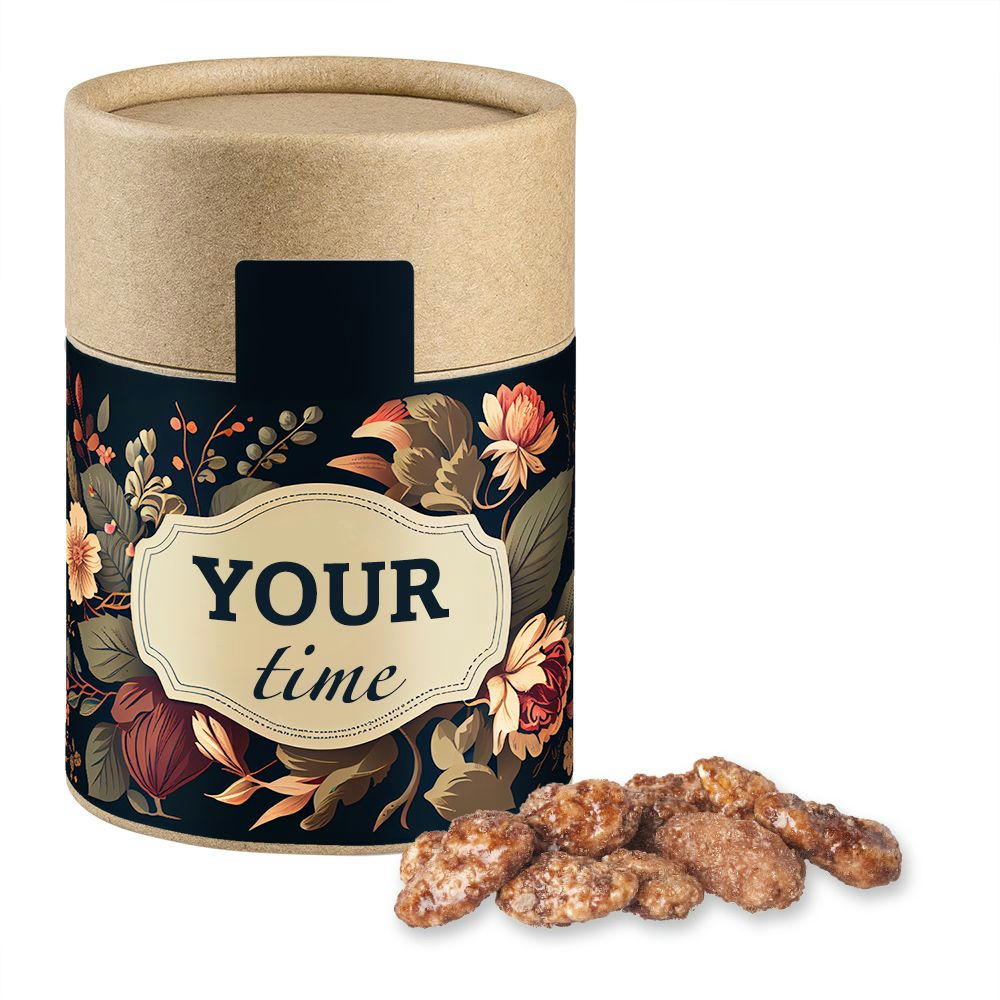 Product image Feuergebrannte Mandeln, ca. 80g, Kraftpapierdose Midi Werbeartikel
