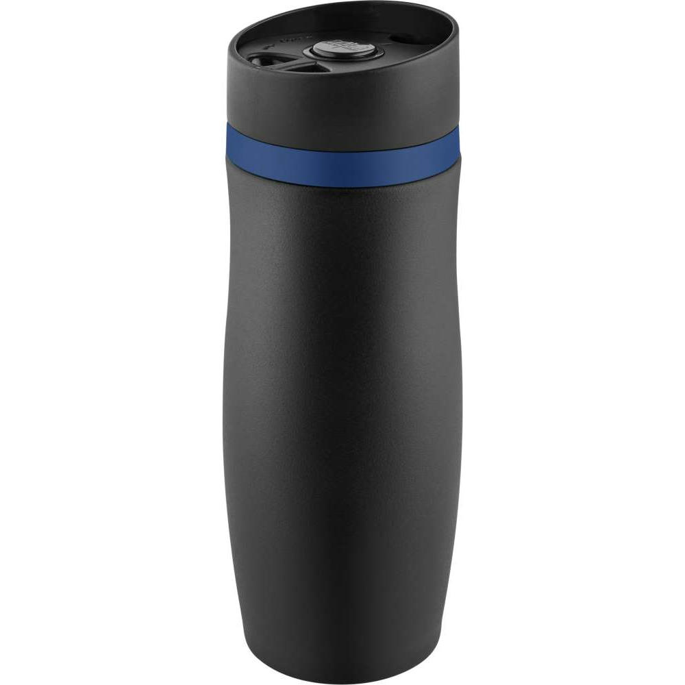 Product image Metmaxx® Thermobecher "CremaExtensaNero" schwarz/Ring blau Werbeartikel