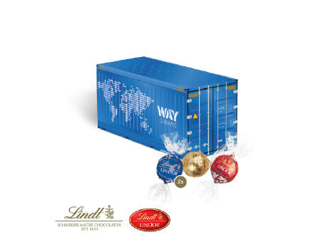 3D Präsent "Container" mit Lindor Pralinés Werbeartikel