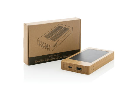 Product image Sunwick 10.000mah Bambus Solar Powerbank bedrucken