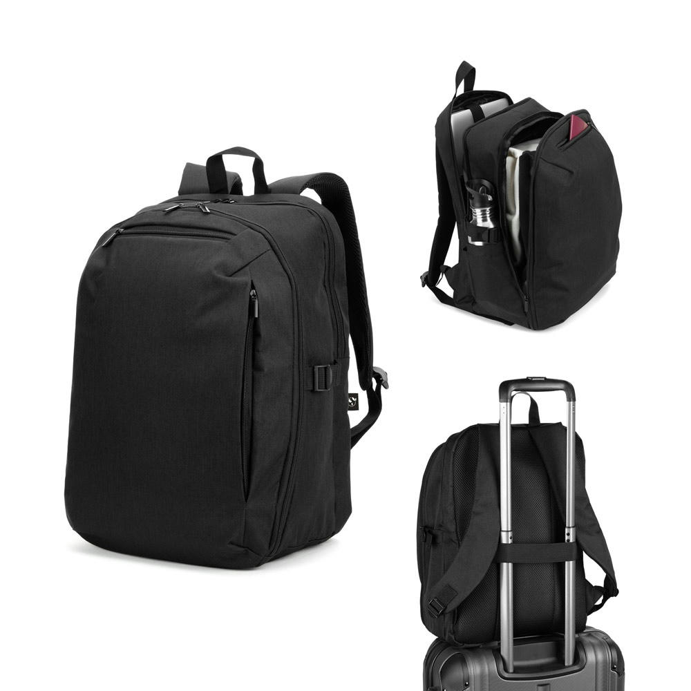 Product image UDINE. Rucksack mit komplett öffnendem Fach aus recyceltem 300D Polyester, 16" Werbeartikel