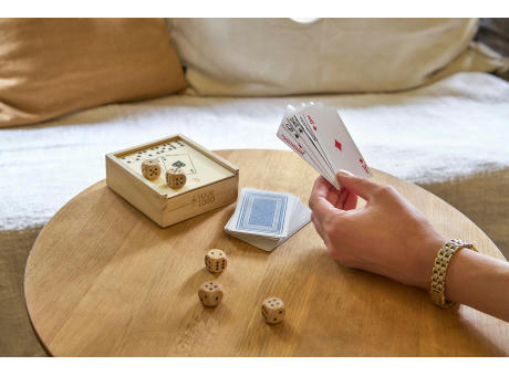 Karten und Würfelspiel in Holzbox Myriam Werbeartikel