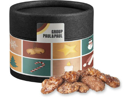 Product image Feuergebrannte Mandeln, ca. 40g, Kraftpapierdose Mini schwarz bedrucken