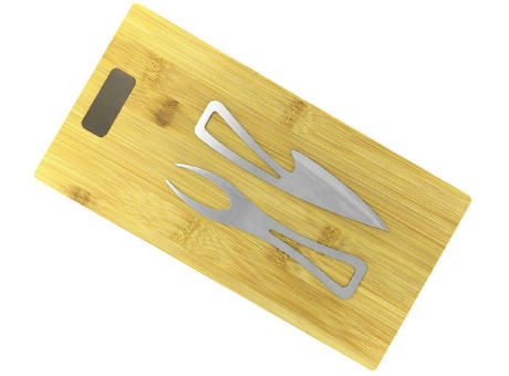 Product image Schneidebrett aus Bambus mit Käsebesteck 'Takeita' Werbeartikel