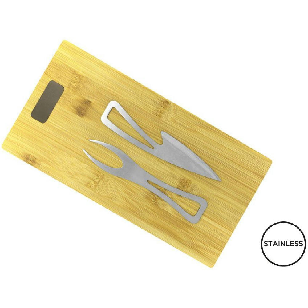 Product image Schneidebrett aus Bambus mit Käsebesteck 'Takeita' Werbeartikel