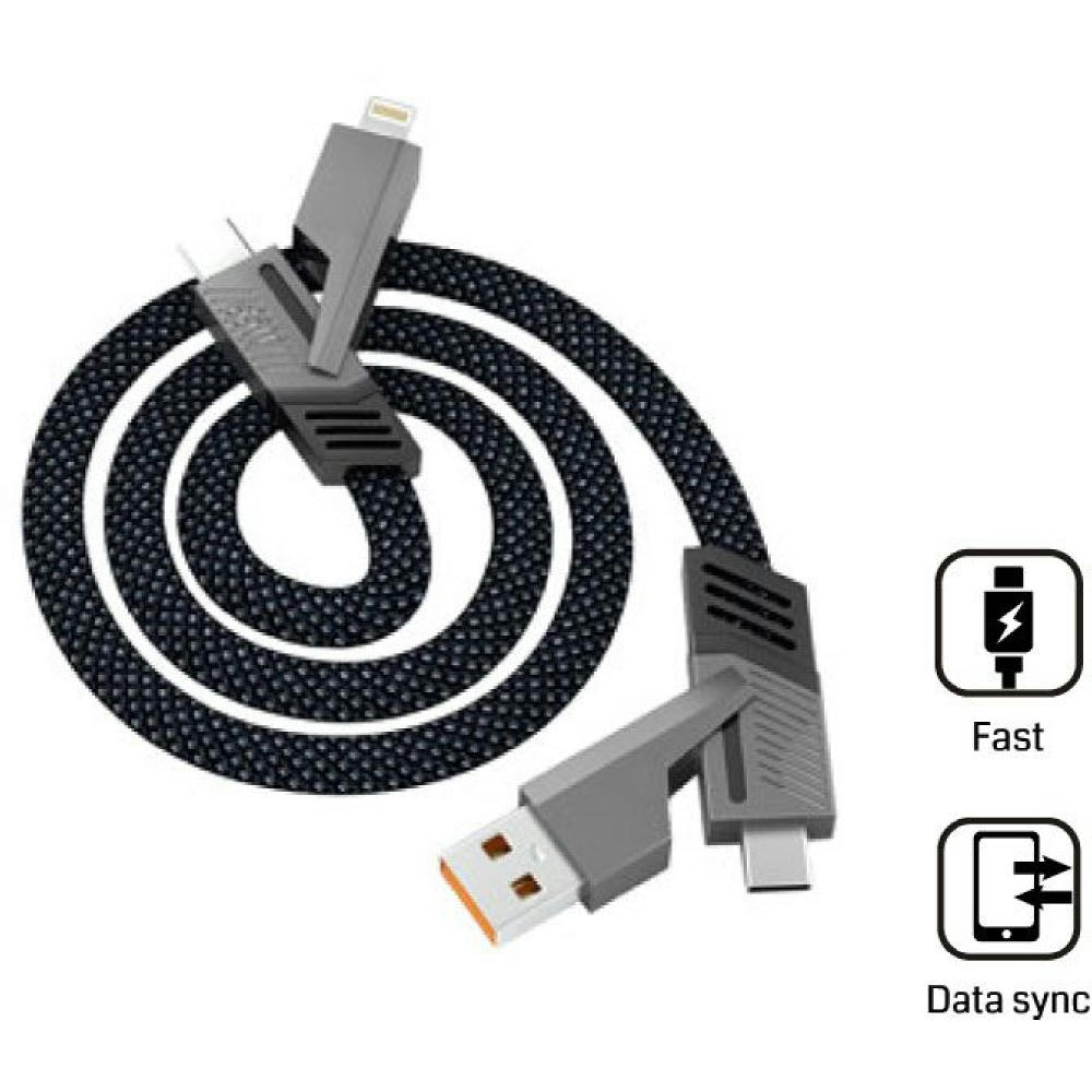 Product image Universelles 4-in-1-Kabel 'Orlando', 1m, anthrazitgrau Werbeartikel