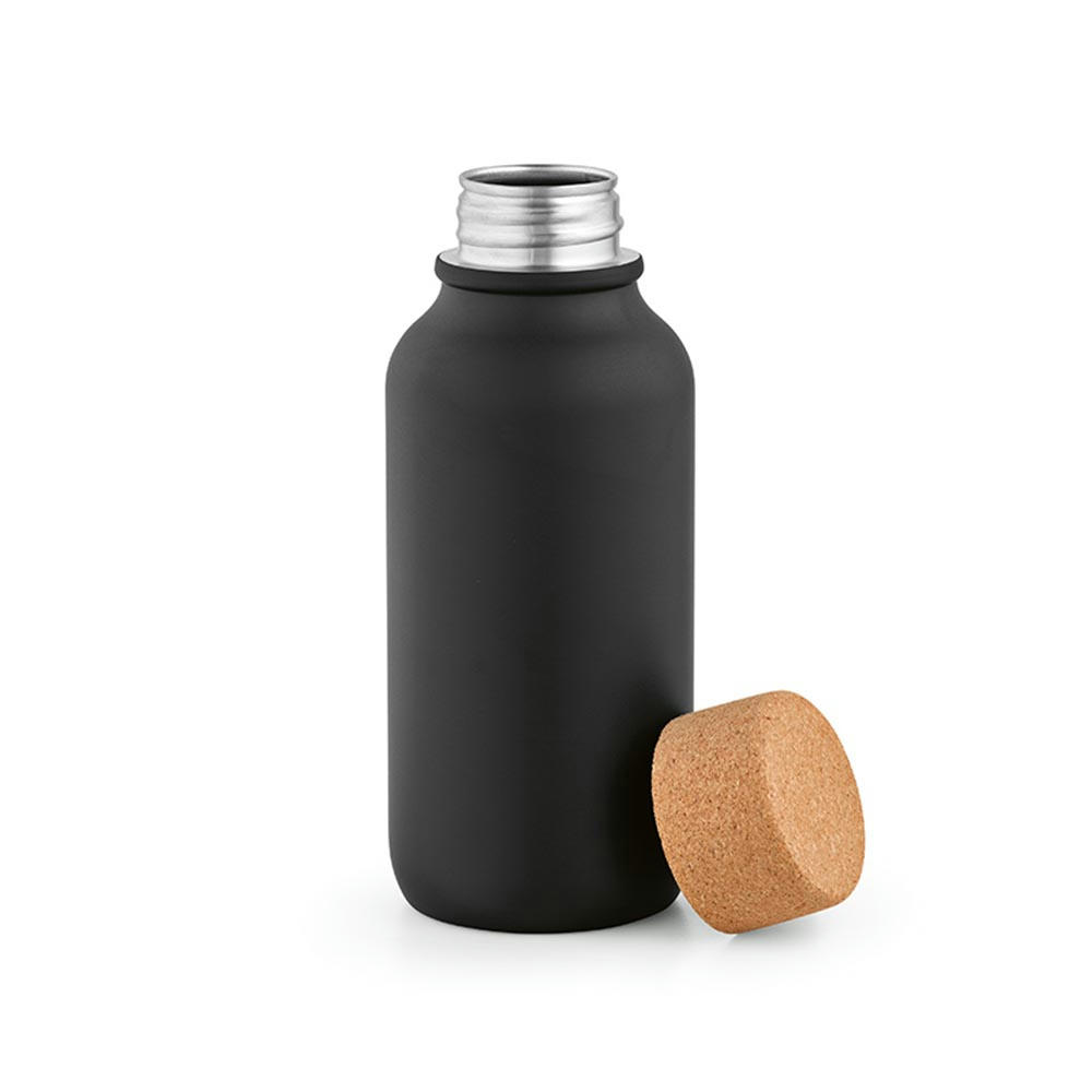 Volga Trinkflasche recy.Edelstahl.Korkdeckel, 530 ml. Auslaufsicher Werbeartikel