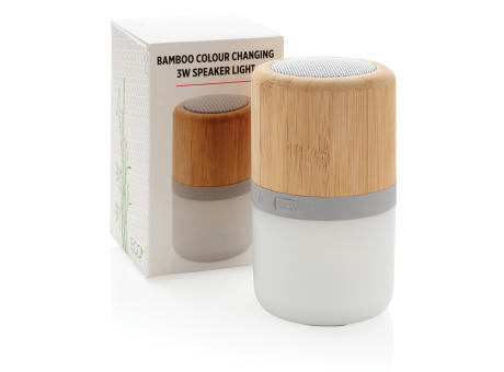 3W farbwechselnder Lautsprecher aus Bambus Werbeartikel