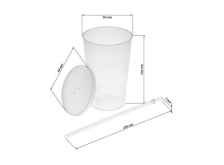 Trinkbecher "Vital", 500 ml mit Deckel und Strohhalm Werbeartikel