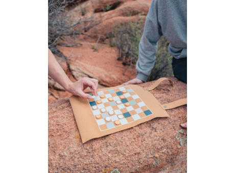 Britton faltbares Backgammon und Damespiel Set aus Kork Werbeartikel