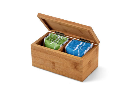 BURDOCK. Teebox aus Bambus mit 2 Fächern und einem Magnetverschluss Werbeartikel