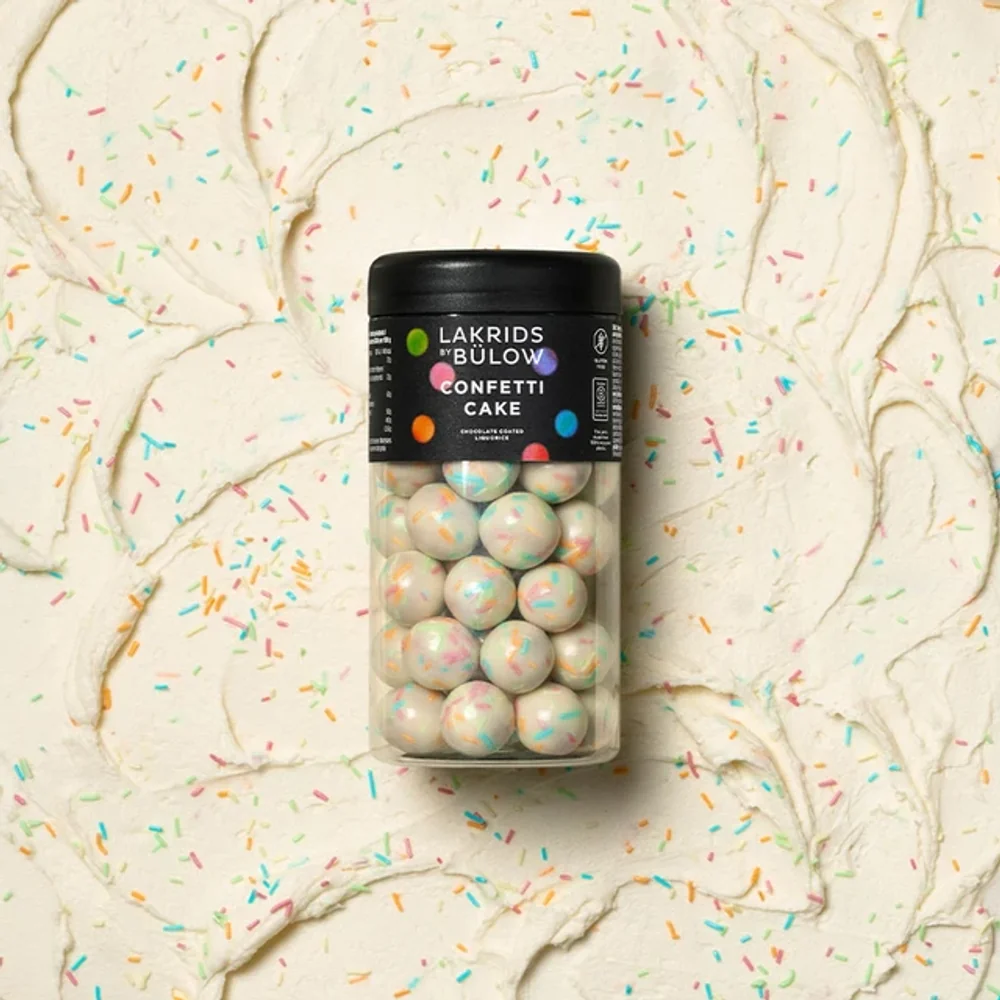 Lakrids by Bülow Confetti Cake Dose auf Buttercreme mit Streuseln – Geschenk zum Firmenjubiläum