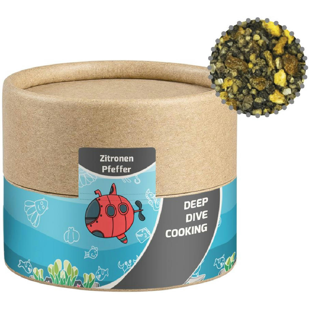Product image Gewürzmischung Zitronen-Pfeffer, ca. 40g, Kraftpapierdose Mini Werbeartikel