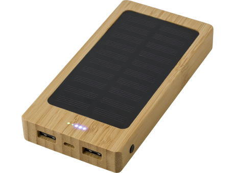 Solar-Powerbank aus Bambus Joan Werbeartikel