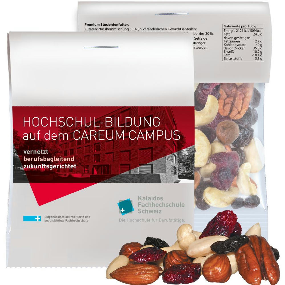 Product image Premium Studentenfutter, ca. 15g, Express Midi-Tüte mit Werbereiter Werbeartikel
