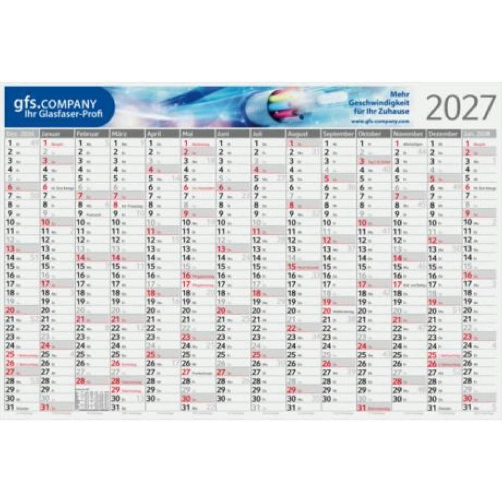 Product image Wandplaner Pure Bambuspapier 980 × 660 mm Dez. Vorjahr – Jan. Folgejahr Werbeartikel