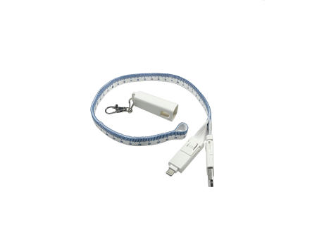 Product image 3in2 Lanyard Ladekabel mit Datentransferfunktion Weiß Werbeartikel