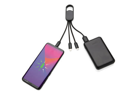 4-in-1 Kabel mit Karabiner-Clip Werbeartikel