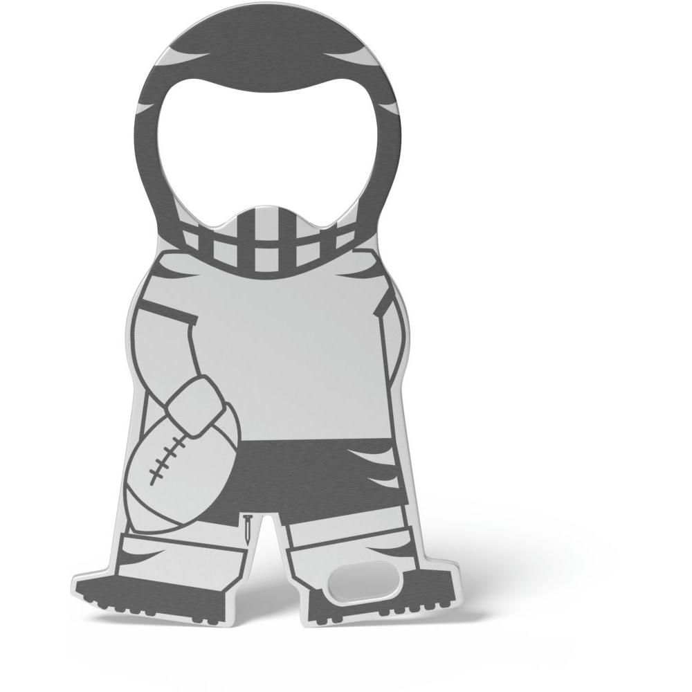 RICHARTZ Einkaufswagenlöser karl football: Figur als Footballspieler mit Helm und Football – Werbeartikel mit Ihrem Logo